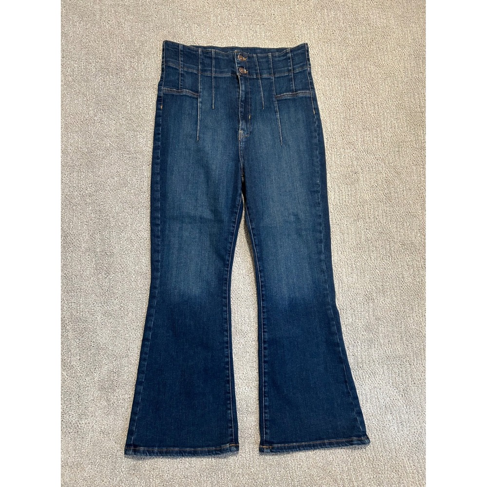WE THE FREE High Waisted Flare Jeans Dark Wash Denim Size 32‎